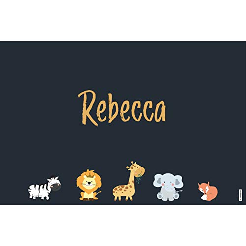 schildgetier Rebecca Türschild Namensschild Rebecca Geschenk mit Namen und süßen Tier Motiven 30 x 20 cm Dekoschild Schild mit Tieren von schildgetier