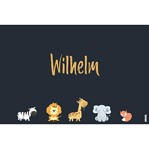 schildgetier Wilhelm Türschild Namensschild Wilhelm Geschenk mit Namen und süßen Tier Motiven 30 x 20 cm Dekoschild Schild mit Tieren von schildgetier