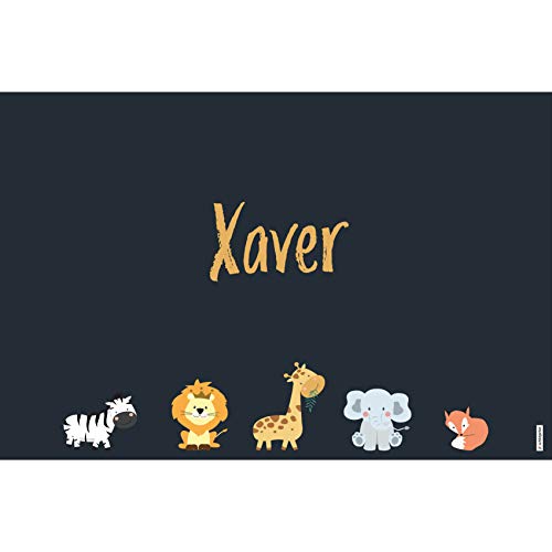 schildgetier Xaver Türschild Namensschild Xaver Geschenk mit Namen und süßen Tier Motiven 30 x 20 cm Dekoschild Schild mit Tieren von schildgetier