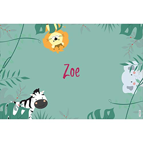 schildgetier Zoe Türschild Namensschild Zoe Geschenk mit Namen und süßen Dschungel Tier Motiven 30 x 20 cm Dekoschild Schild mit Tieren von schildgetier