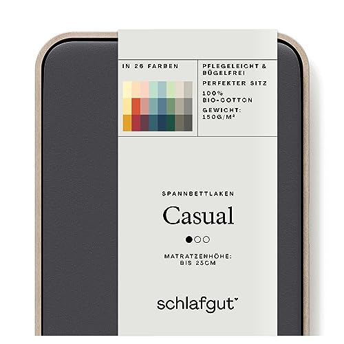 Schlafgut Casual Spannbettlaken 140x200cm bis 160x200cm - 100% Biobaumwolle, Oeko-TEX Zertifiziert, Grey Deep, Matratzenhöhe bis 25cm Schlafgut Casual Spannbettlaken 140x200cm bis 160x200cm - 100% Biobaumwolle, Oeko-TEX Zertifiziert, Grey Deep, Matratzenhöhe bis 25cm von schlafgut