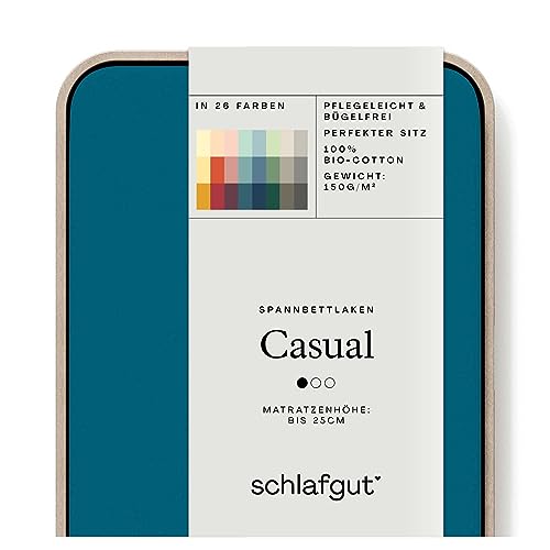 Schlafgut Casual Spannbettlaken 90x190cm bis 100x200cm - 100% Biobaumwolle, Oeko-TEX Zertifiziert, Petrol Deep, Matratzenhöhe bis 25cm Schlafgut Casual Spannbettlaken 90x190cm bis 100x200cm - 100% Biobaumwolle, Oeko-TEX Zertifiziert, Petrol Deep, Matratzenhöhe bis 25cm von schlafgut