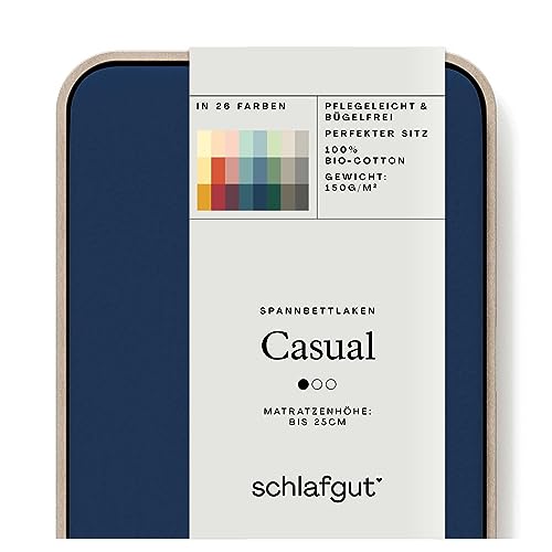 Schlafgut Casual Spannbettlaken 140x200cm bis 160x200cm - 100% Biobaumwolle, Oeko-TEX Zertifiziert, Blue Deep, Matratzenhöhe bis 25cm Schlafgut Casual Spannbettlaken 140x200cm bis 160x200cm - 100% Biobaumwolle, Oeko-TEX Zertifiziert, Blue Deep, Matratzenhöhe bis 25cm von schlafgut