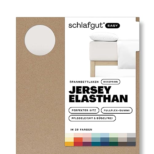 Schlafgut Easy Jersey Elasthan Boxspring Spannbettlaken 90x190 bis 100x220 Sand Light, Spannbetttuch aus superweicher Baumwolle mit Elasthan von schlafgut