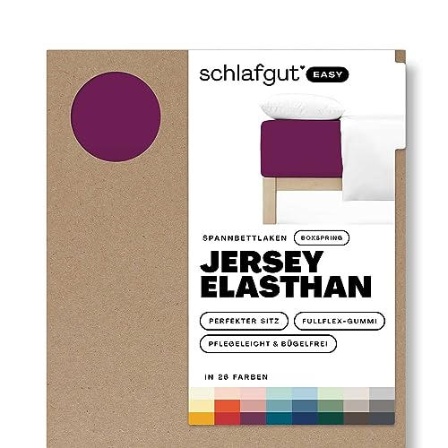 Schlafgut Easy Boxspring Jersey Elasthan bis 160x220 cm, Purple Deep aus 100% Baumwolle von schlafgut
