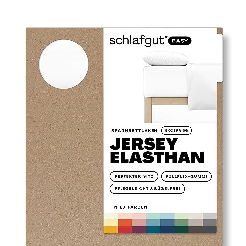 Schlafgut Easy Boxspring Jersey Elasthan bis 200x220 cm, Full-White aus 100% Baumwolle von schlafgut