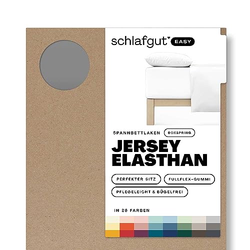 Schlafgut Easy Boxspring Jersey Elasthan bis 200x220 cm, Grey Mid aus 100% Baumwolle von schlafgut