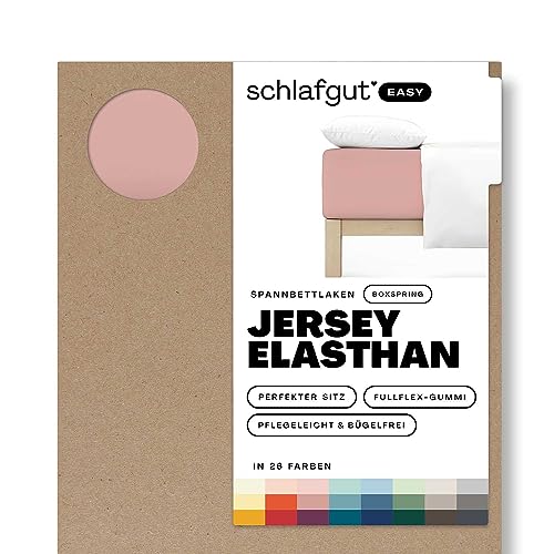 Schlafgut Easy Jersey Elasthan Boxspring Spannbettlaken 90x190 bis 100x220 Purple Mid, Spannbetttuch aus superweicher Baumwolle mit Elasthan von schlafgut