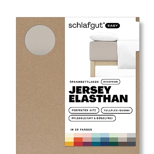 Schlafgut Easy Jersey Elasthan Boxspring Spannbettlaken 90x190 bis 100x220 Sand Mid, Spannbetttuch aus superweicher Baumwolle mit Elasthan von schlafgut