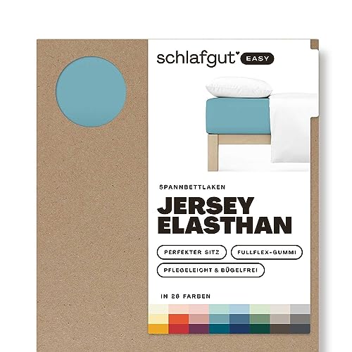 Schlafgut Easy Jersey Elasthan Spannbettlaken 120x200 bis 130x220 Petrol Mid, Spannbetttuch aus superweicher Baumwolle mit Elasthan von schlafgut