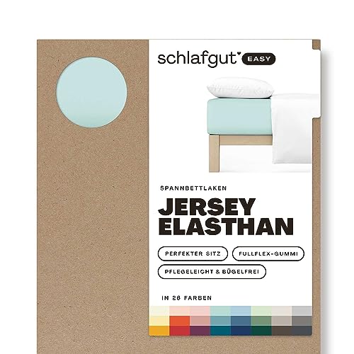 Schlafgut Easy Jersey Elasthan Spannbettlaken 90x190 bis 100x220 Petrol Light, Spannbetttuch aus superweicher Baumwolle mit Elasthan von schlafgut