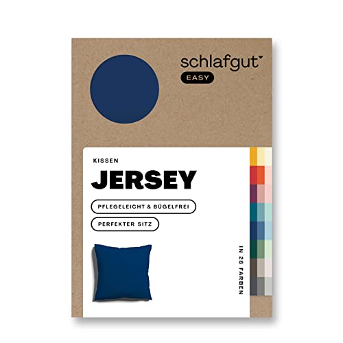 Schlafgut Easy Jersey Kissenbezug 40x40 cm Blue Deep mit 100% Baumwolle, superweicher & atmungsaktiver Kopfkissenbezug von schlafgut