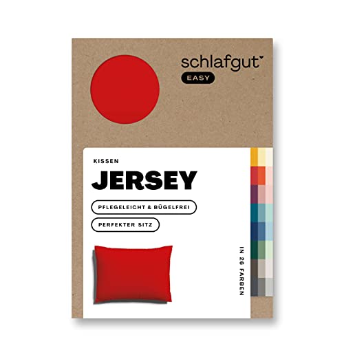 Schlafgut Easy Jersey Kissenbezug 60x80 cm Red Deep mit 100% Baumwolle, superweicher & atmungsaktiver Kopfkissenbezug von schlafgut