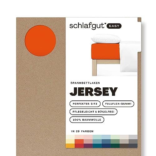 Schlafgut Easy Jersey Spannbettlaken 90x190 bis 100x200 Red Mid, Spannbetttuch aus 100% Baumwolle von schlafgut