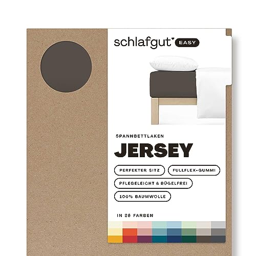 Schlafgut Easy Jersey Spannbettlaken 90x190 bis 100x200 Sand Deep, Spannbetttuch aus 100% Baumwolle von schlafgut