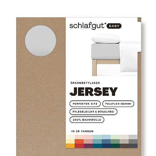 Schlafgut Easy Jersey Spannbettlaken 90x190 bis 100x200 Grey Light, Spannbetttuch aus 100% Baumwolle von schlafgut