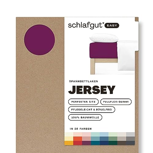 Schlafgut Easy Jersey Spannbettlaken 90x190 bis 100x200 Purple Deep, Spannbetttuch aus 100% Baumwolle von schlafgut