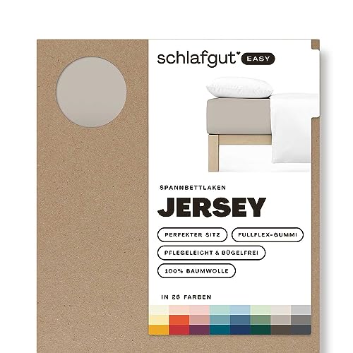 Schlafgut Easy Jersey Spannbettlaken 140x200 bis 160x200 Sand Mid, Spannbetttuch aus 100% Baumwolle von schlafgut