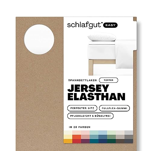 Schlafgut Easy Topper Jersey Elasthan bis 160x220 cm, Full-White aus 100% Baumwolle von schlafgut