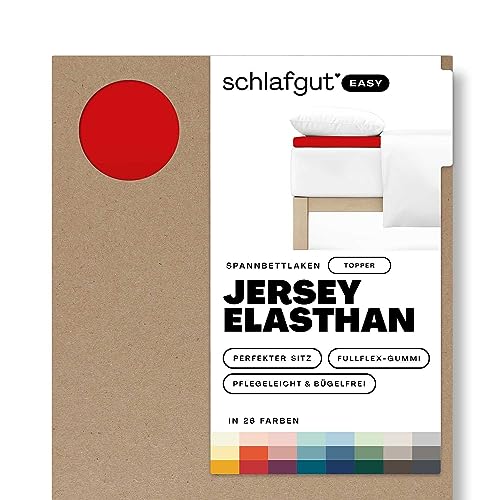 Schlafgut Easy Topper Jersey Elasthan bis 160x220 cm, Red Deep aus 100% Baumwolle von schlafgut