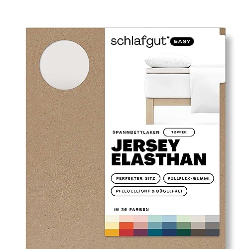 Schlafgut Easy Jersey Elasthan Topper Spannbettlaken 180x200 bis 200x220 Sand Light, Spannbetttuch aus superweicher Baumwolle mit Elasthan von schlafgut