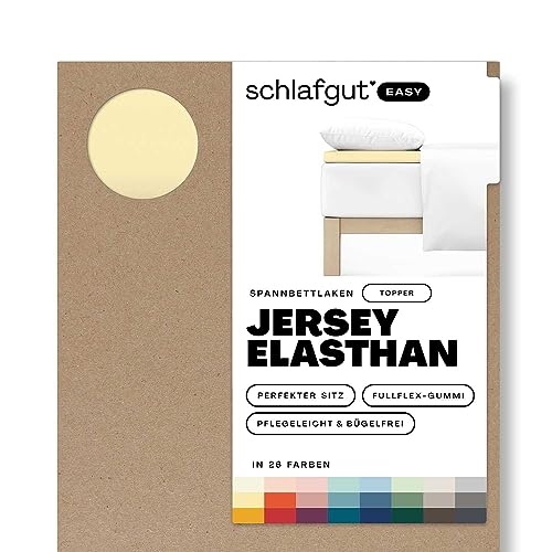 Schlafgut Easy Jersey Elasthan Topper Spannbettlaken 180x200 bis 200x220 Yellow Mid, Spannbetttuch aus superweicher Baumwolle mit Elasthan Schlafgut Easy Jersey Elasthan Topper Spannbettlaken 180x200 bis 200x220 Yellow Mid, Spannbetttuch aus superweicher Baumwolle mit Elasthan von schlafgut