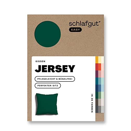 Schlafgut Easy Jersey Kissenbezug 40x40 cm Green Deep mit 100% Baumwolle, superweicher & atmungsaktiver Kopfkissenbezug von schlafgut