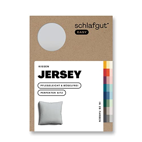 Schlafgut Easy Jersey Kissenbezug 40x40 cm Grey Light mit 100% Baumwolle, superweicher & atmungsaktiver Kopfkissenbezug von schlafgut