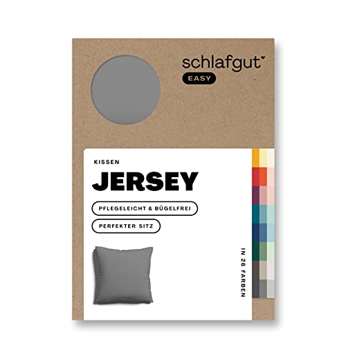 Schlafgut Easy Jersey Kissenbezug 40x40 cm Grey Mid mit 100% Baumwolle, superweicher & atmungsaktiver Kopfkissenbezug von schlafgut