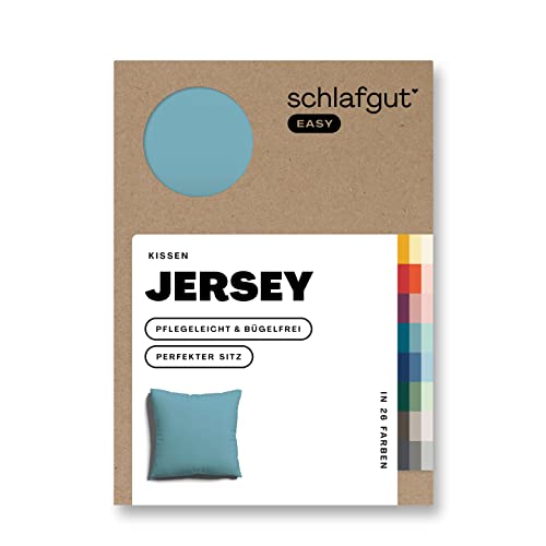 Schlafgut Easy Jersey Kissenbezug 40x40 cm Petrol Mid mit 100% Baumwolle, superweicher & atmungsaktiver Kopfkissenbezug von schlafgut