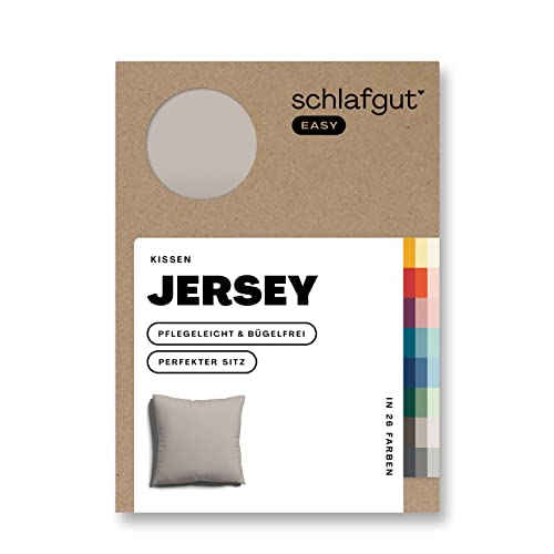 Schlafgut Easy Jersey Kissenbezug 40x40 cm Sand Mid mit 100% Baumwolle, superweicher & atmungsaktiver Kopfkissenbezug von schlafgut