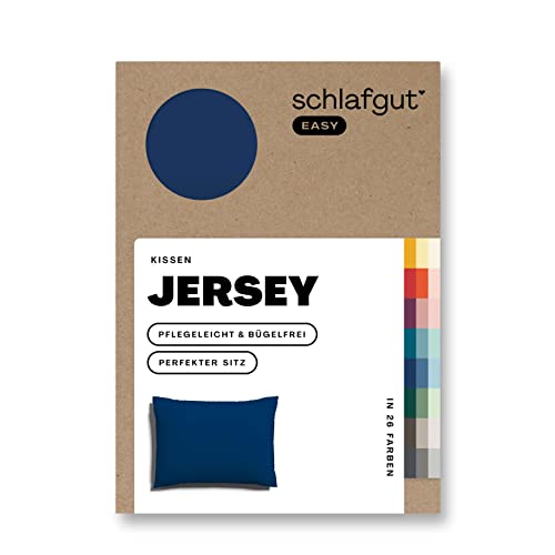 Schlafgut Easy Jersey Kissenbezug 40x60 cm Blue Deep mit 100% Baumwolle, superweicher & atmungsaktiver Kopfkissenbezug von schlafgut