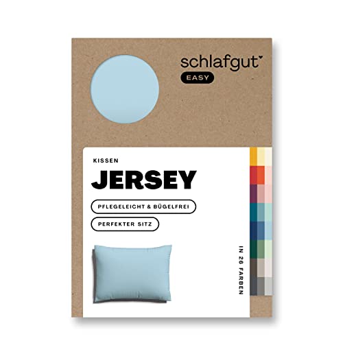 Schlafgut Easy Jersey Kissenbezug 40x60 cm Blue Light mit 100% Baumwolle, superweicher & atmungsaktiver Kopfkissenbezug von schlafgut