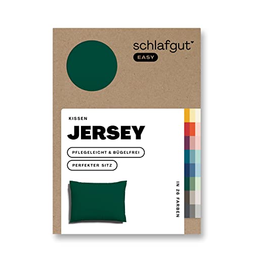 Schlafgut Easy Jersey Kissenbezug 40x60 cm Green Deep mit 100% Baumwolle, superweicher & atmungsaktiver Kopfkissenbezug von schlafgut