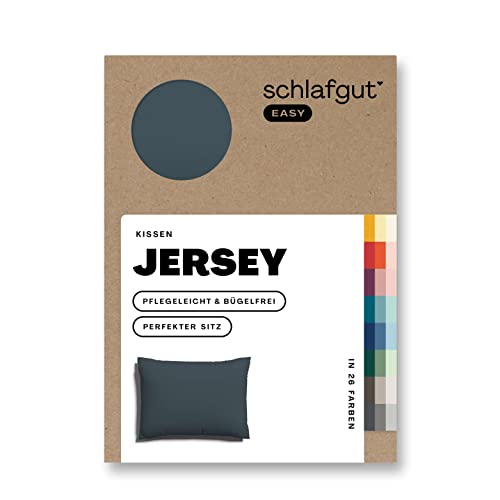 Schlafgut Easy Jersey Kissenbezug 40x60 cm Grey Deep mit 100% Baumwolle, superweicher & atmungsaktiver Kopfkissenbezug von schlafgut