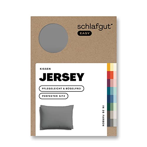 Schlafgut Easy Jersey Kissenbezug 40x60 cm Grey Mid mit 100% Baumwolle, superweicher & atmungsaktiver Kopfkissenbezug von schlafgut