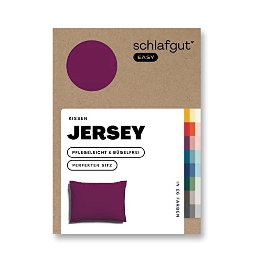 Schlafgut Easy Jersey Kissenbezug 40x60 cm Purple Deep mit 100% Baumwolle, superweicher & atmungsaktiver Kopfkissenbezug von schlafgut