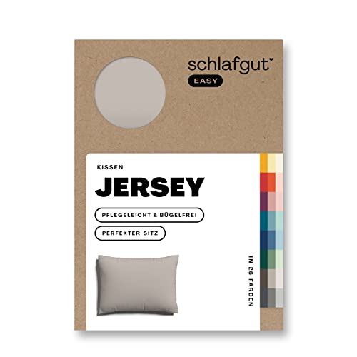 Schlafgut Easy Jersey Kissenbezug 40x60 cm Sand Mid mit 100% Baumwolle, superweicher & atmungsaktiver Kopfkissenbezug von schlafgut