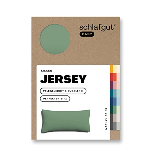 Schlafgut Easy Jersey Kissenbezug 40x80 cm Green Mid mit 100% Baumwolle, superweicher & atmungsaktiver Kopfkissenbezug von schlafgut