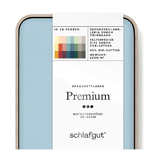 Schlafgut Premium Spannbettlaken 140x200cm bis 160x220cm Blue Light, Spannbetttuch aus weicher Biobaumwolle Schlafgut Premium Spannbettlaken 140x200cm bis 160x220cm Blue Light, Spannbetttuch aus weicher Biobaumwolle von schlafgut