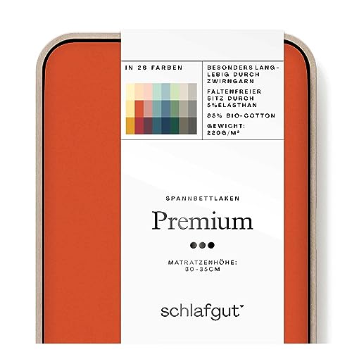 Schlafgut Premium Spannbettlaken 180x200cm bis 200x220cm Red Mid, Spannbetttuch aus weicher Biobaumwolle Schlafgut Premium Spannbettlaken 180x200cm bis 200x220cm Red Mid, Spannbetttuch aus weicher Biobaumwolle von schlafgut