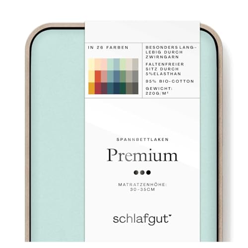 Schlafgut Premium Spannbettlaken 140x200cm bis 160x220cm Petrol Light, Spannbetttuch aus weicher Biobaumwolle Schlafgut Premium Spannbettlaken 140x200cm bis 160x220cm Petrol Light, Spannbetttuch aus weicher Biobaumwolle von schlafgut