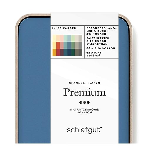 Schlafgut Premium Spannbettlaken 180x200cm bis 200x220cm Blue Mid, Spannbetttuch aus weicher Biobaumwolle Schlafgut Premium Spannbettlaken 180x200cm bis 200x220cm Blue Mid, Spannbetttuch aus weicher Biobaumwolle von schlafgut