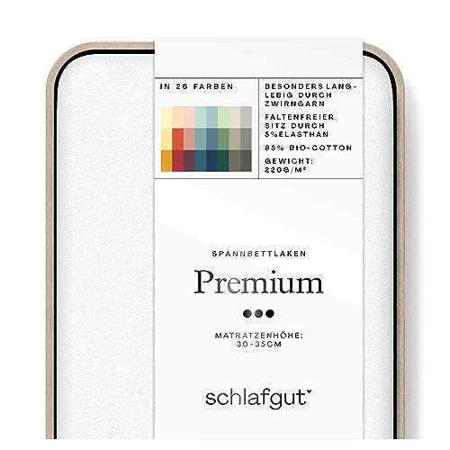 Schlafgut Premium Spannbettlaken 180x200cm bis 200x220cm Full-White, Spannbetttuch aus weicher Biobaumwolle Schlafgut Premium Spannbettlaken 180x200cm bis 200x220cm Full-White, Spannbetttuch aus weicher Biobaumwolle von schlafgut