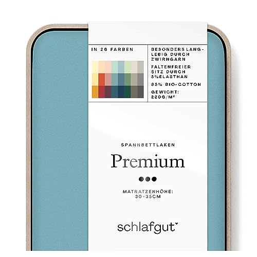Schlafgut Premium Spannbettlaken 180x200cm bis 200x220cm Petrol Mid, Spannbetttuch aus weicher Biobaumwolle Schlafgut Premium Spannbettlaken 180x200cm bis 200x220cm Petrol Mid, Spannbetttuch aus weicher Biobaumwolle von schlafgut