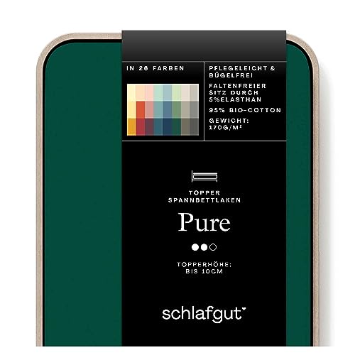 Schlafgut Pure Topper Spannbettlaken 90x190cm bis 100x220cm Green Deep, Spannbetttuch aus weicher Biobaumwolle Schlafgut Pure Topper Spannbettlaken 90x190cm bis 100x220cm Green Deep, Spannbetttuch aus weicher Biobaumwolle von schlafgut