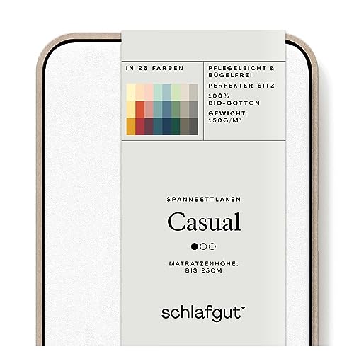 Schlafgut Casual Spannbettlaken 90x190cm bis 100x200cm - 100% Biobaumwolle, Oeko-TEX Zertifiziert, Full-White, Matratzenhöhe bis 25cm Schlafgut Casual Spannbettlaken 90x190cm bis 100x200cm - 100% Biobaumwolle, Oeko-TEX Zertifiziert, Full-White, Matratzenhöhe bis 25cm von schlafgut
