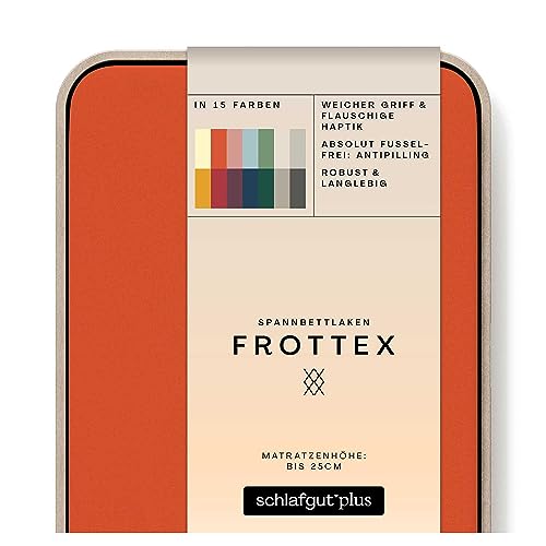 schlafgut Frottex Spannbettlaken 120x200cm bis 130x200cm - Red Mid - 75% Baumwolle, 25% Polyester, Oeko-TEX Zertifiziert - Matratzenhöhe bis 25 cm, Frottee Bettlaken von schlafgut