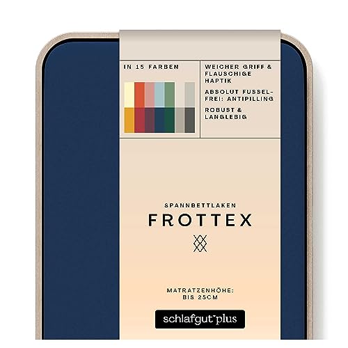 schlafgut Frottex Spannbettlaken bis 100x200cm, Frottee Blue Deep aus kuscheliger Baumwolle von schlafgut