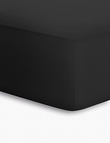 schlafgut Jersey-Elasthan Boxspring Spannbetttuch, Baumwoll-Mischgewebe, schwarz, 220 x 150 cm von schlafgut